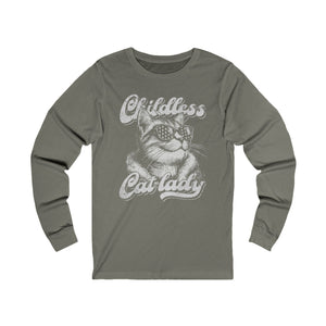 Childless Cat Lady Long Sleeve T-Shirt | Political Cat Mom Apparel - Deez Teez