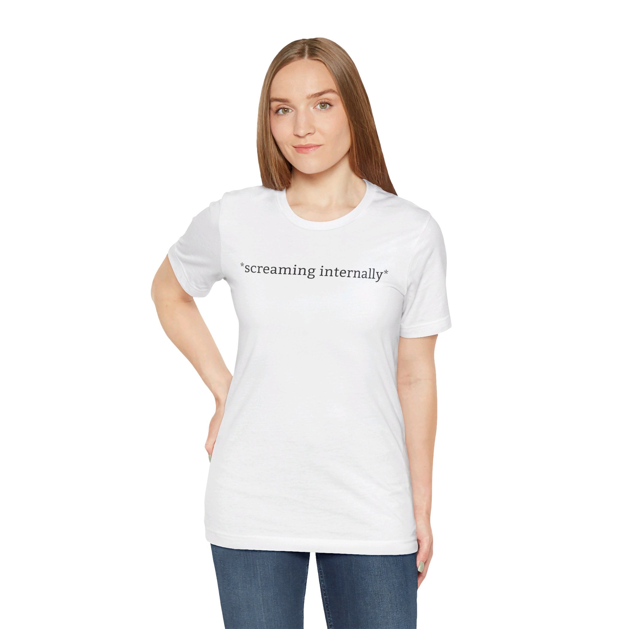 *Internally Screaming* Relatable Anxiety Vibe Check T-Shirt | Emotional Caption Tee - Deez Teez