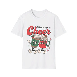 'Have a Cup of Cheer' Holiday Graphic T-Shirt | Vintage Retro Hot Drinks Design - Deez Teez