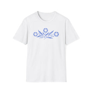 Vintage Corningware-Inspired T-Shirt | Retro Blue Cornflower Dish Design