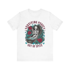 'Surviving Purely Out of Spite' | Skeleton Graphic Tee - Deez Teez