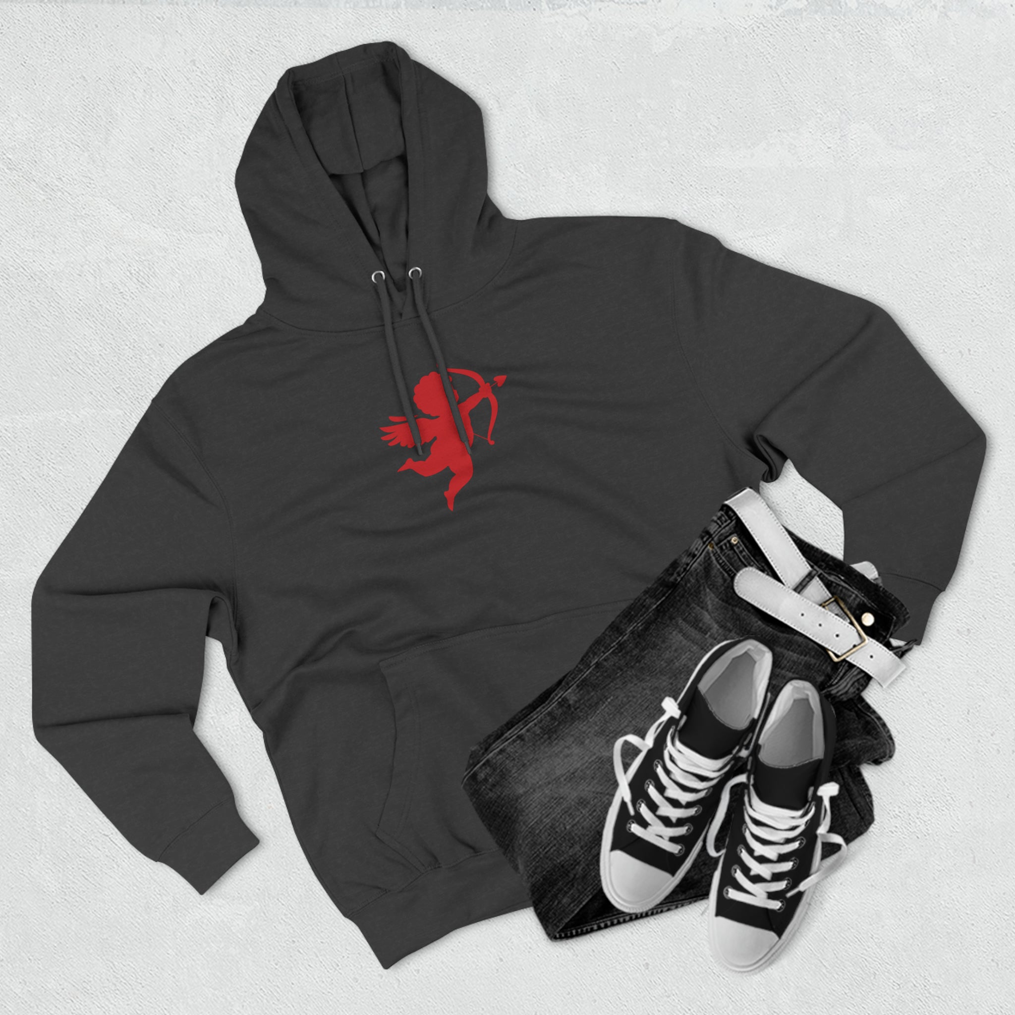 Cupid Silhouette Valentine Graphic | Valentine's Day Hoodie | Cupid's Arrow Design - Deez Teez