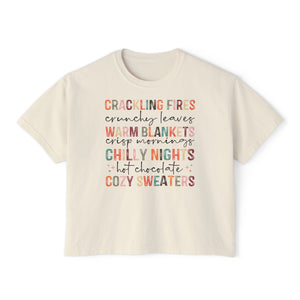 Autumn Favorites List Boxy T-Shirt | Oversized Women's T-Shirt - Deez Teez