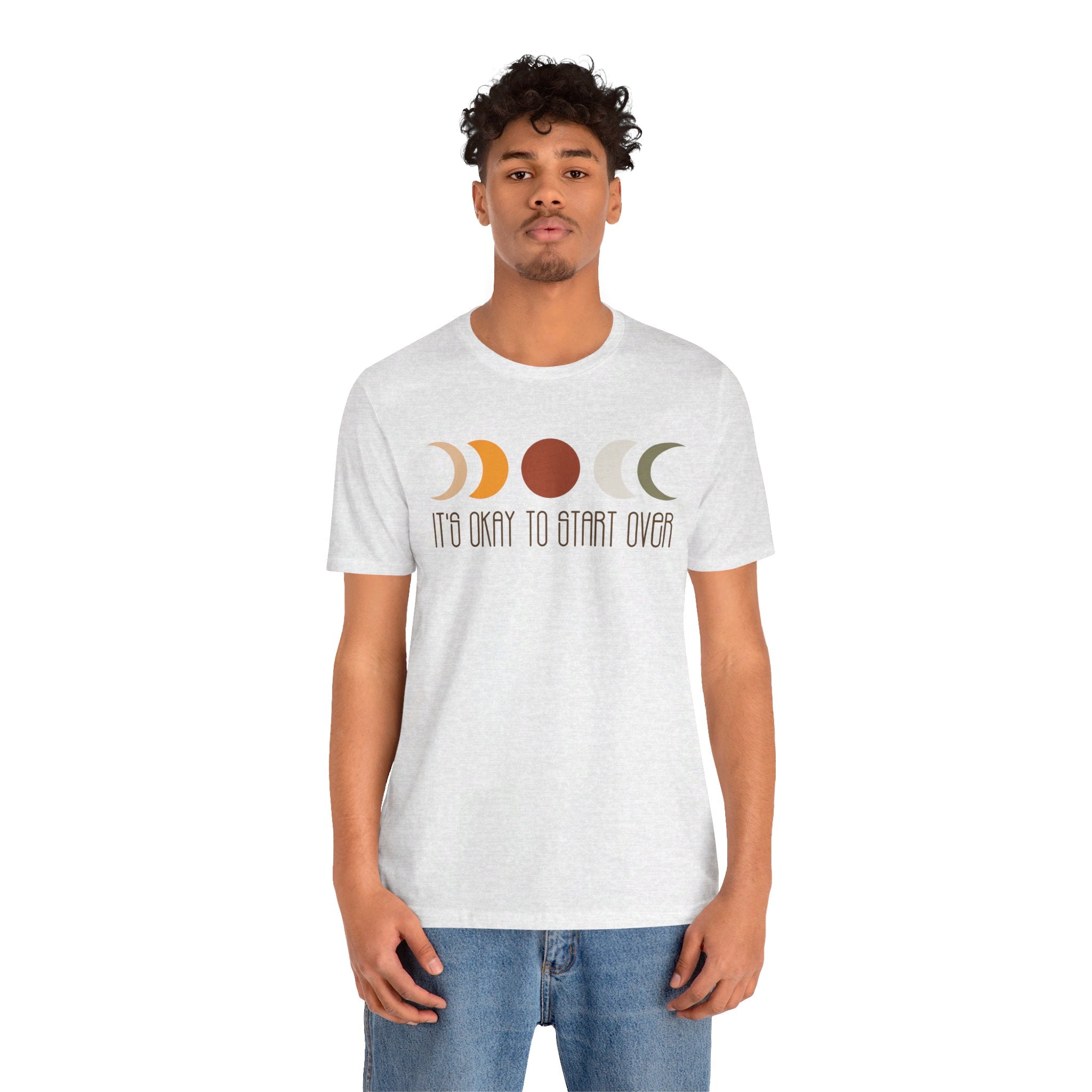 'It's Okay To Start Over' Moon Phase T-Shirt - Deez Teez