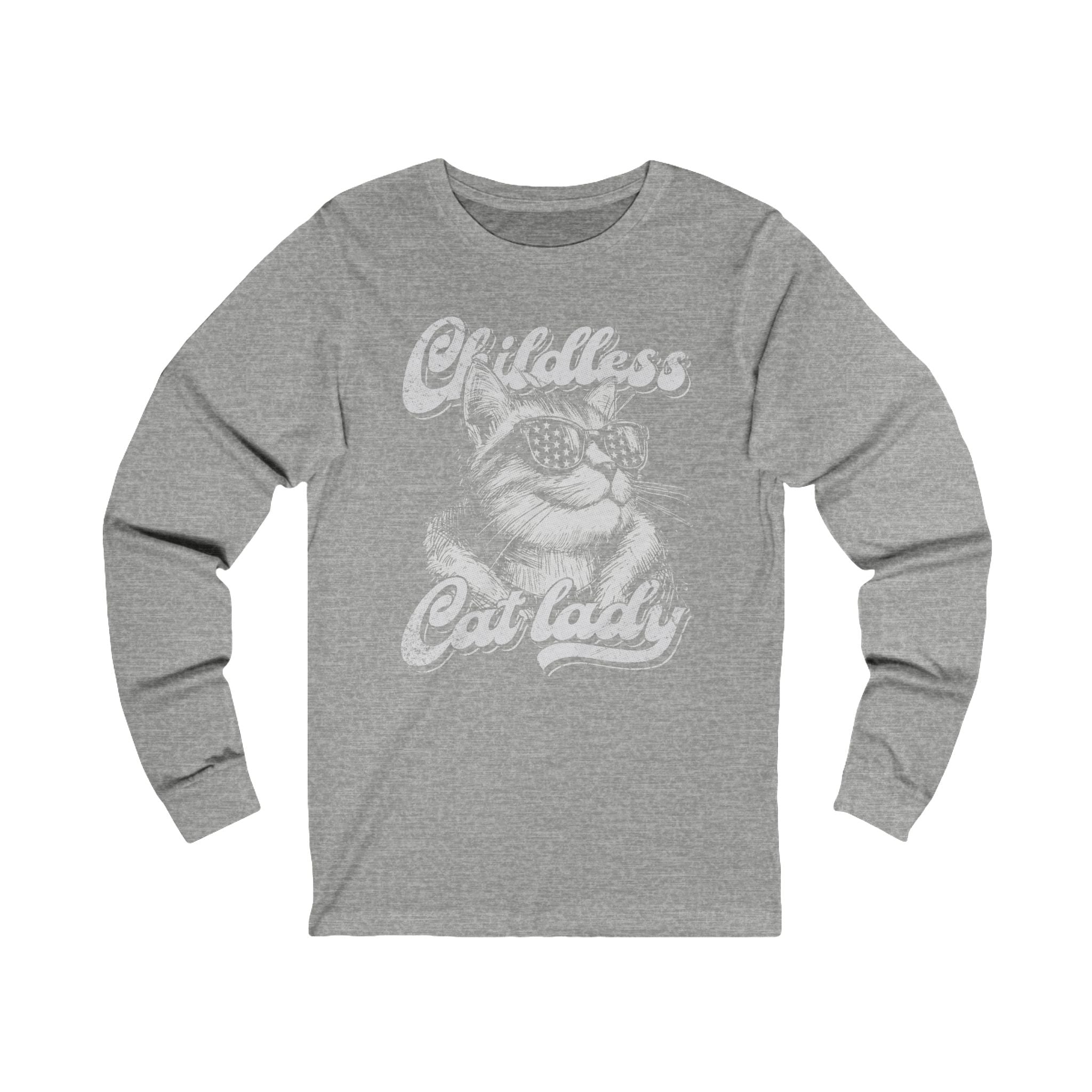 Childless Cat Lady Long Sleeve T-Shirt | Political Cat Mom Apparel - Deez Teez