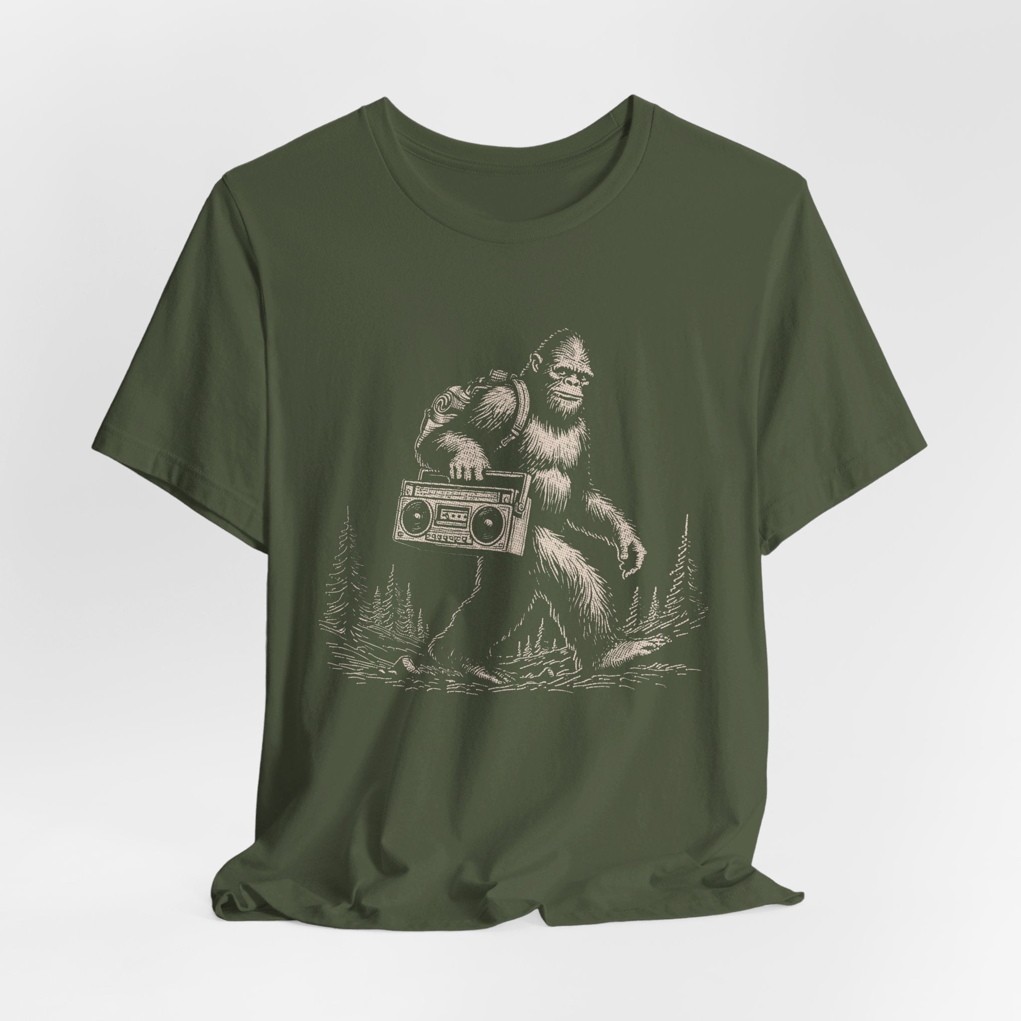 Bigfoot and the Beats Boombox T-Shirt | Retro Cryptid Design - Deez Teez