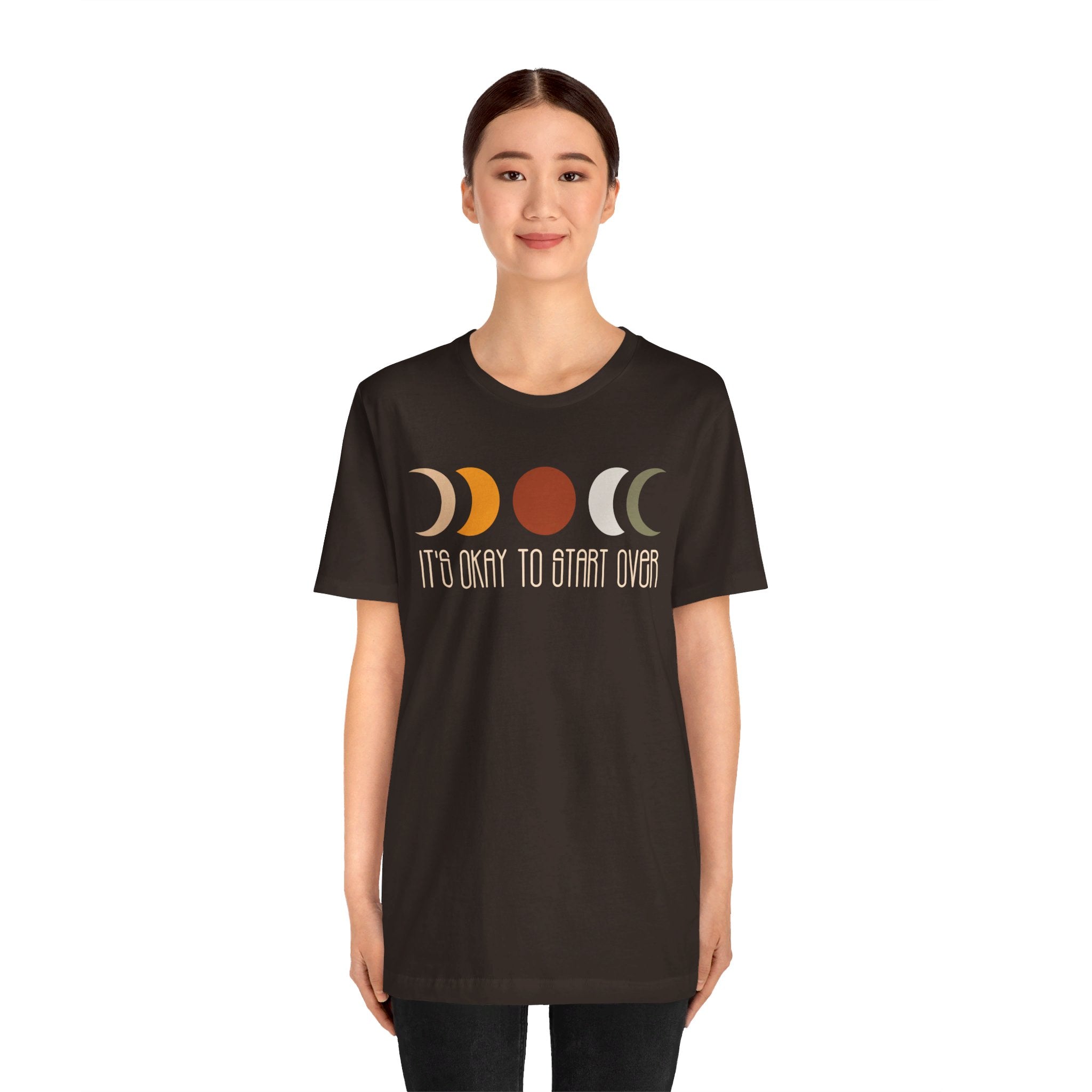 'It's Okay To Start Over' Moon Phase T-Shirt - Deez Teez