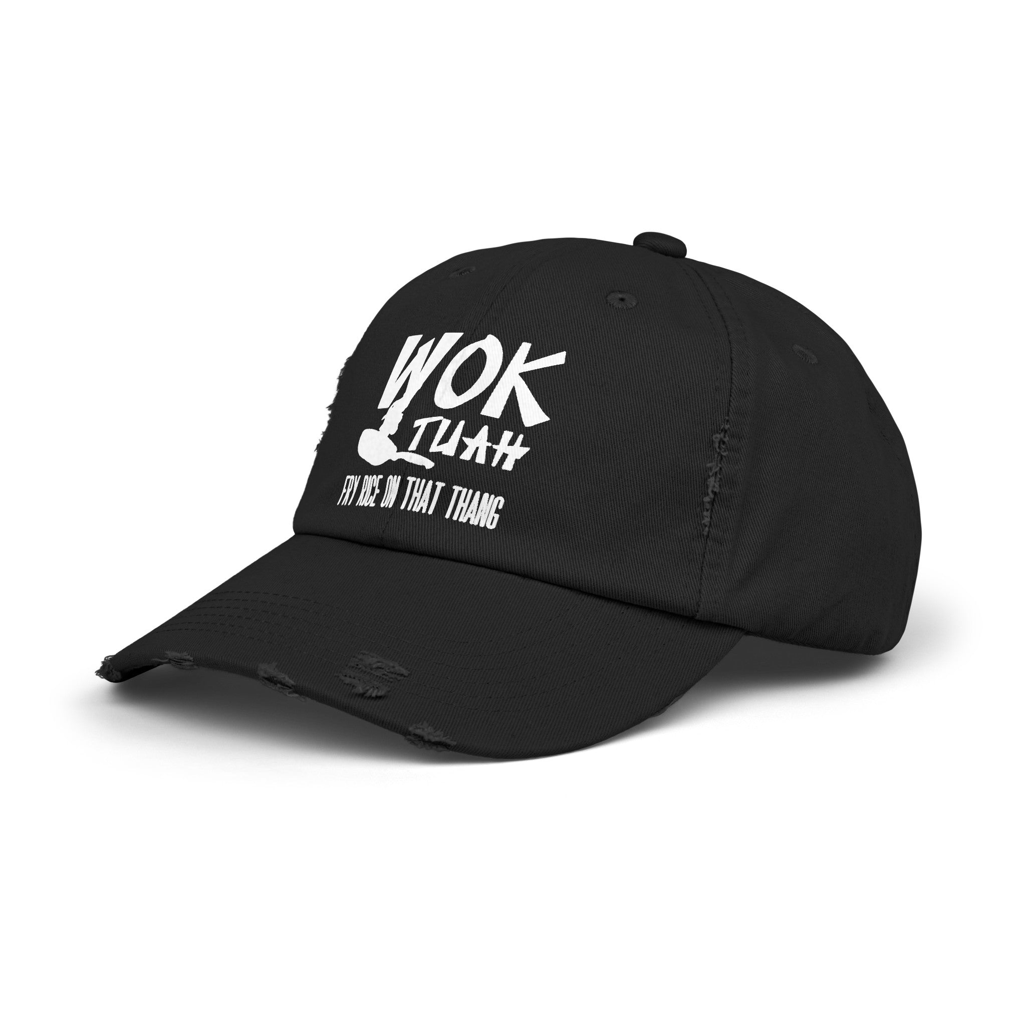 Wok Tuah Parody Distressed Baseball Cap | Viral Meme Pun 'Hawk Tuah' Design - Deez Teez