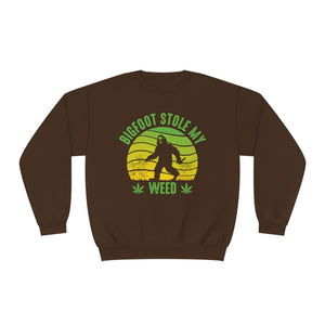 Funny Bigfoot Sweatshirt | "Bigfoot Stole My Weed" Sweatshirt | Humorous Sasquatch Graphic | Unique Stoner Gift - Deez Teez