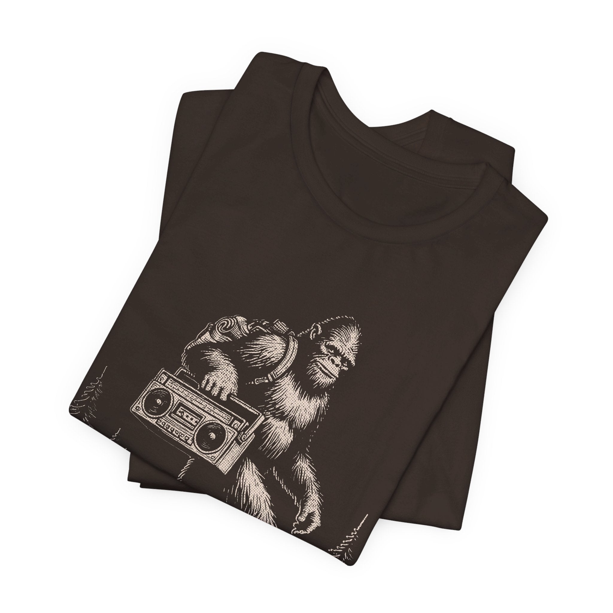 Bigfoot and the Beats Boombox T-Shirt | Retro Cryptid Design - Deez Teez