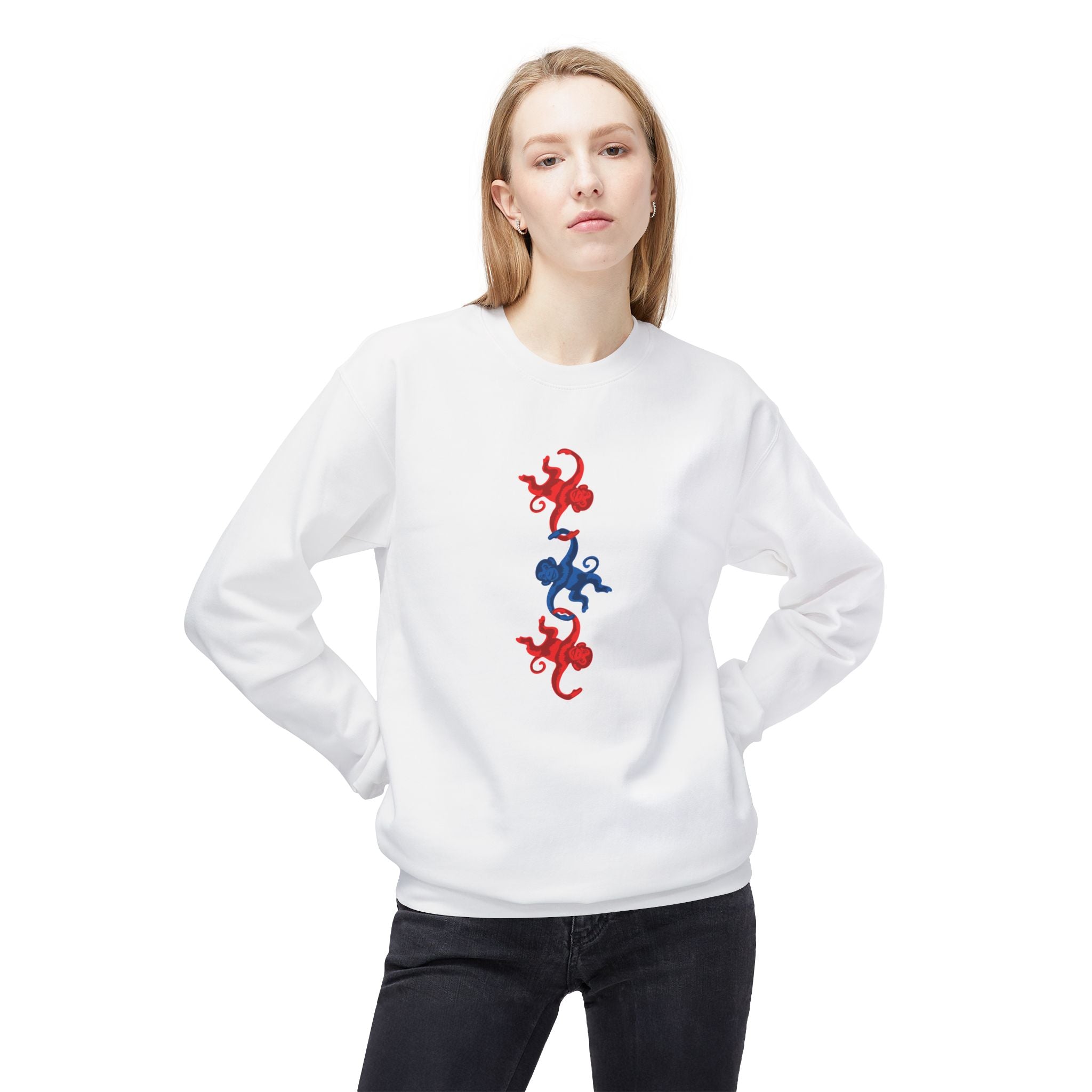 Retro Barrel of Monkeys Crewneck Sweatshirt | Nostalgic Hanging Monkeys Design