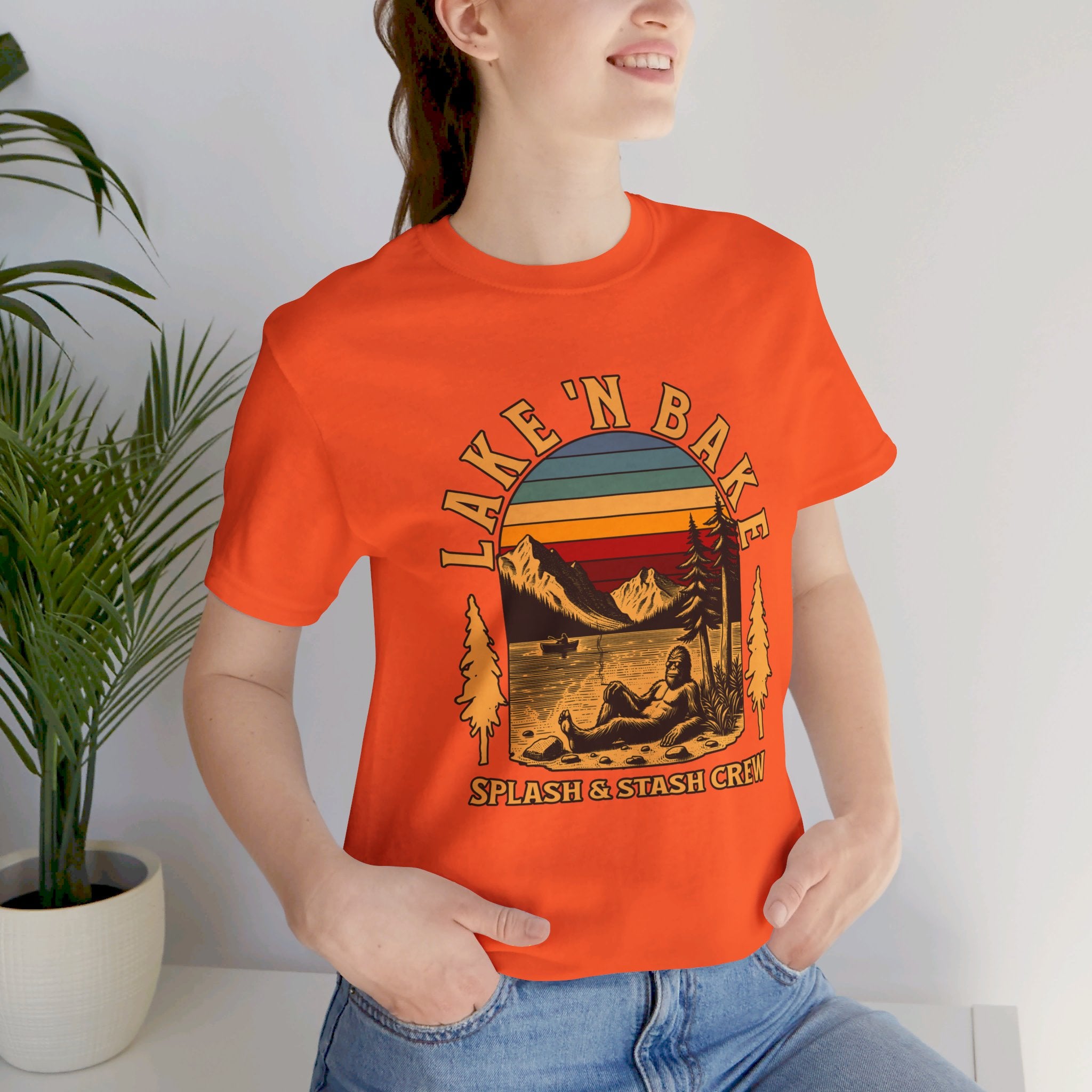 Lake & Bake Splash and Stash Crew Tee | Funny Weed Lake Life T-Shirt - Deez Teez