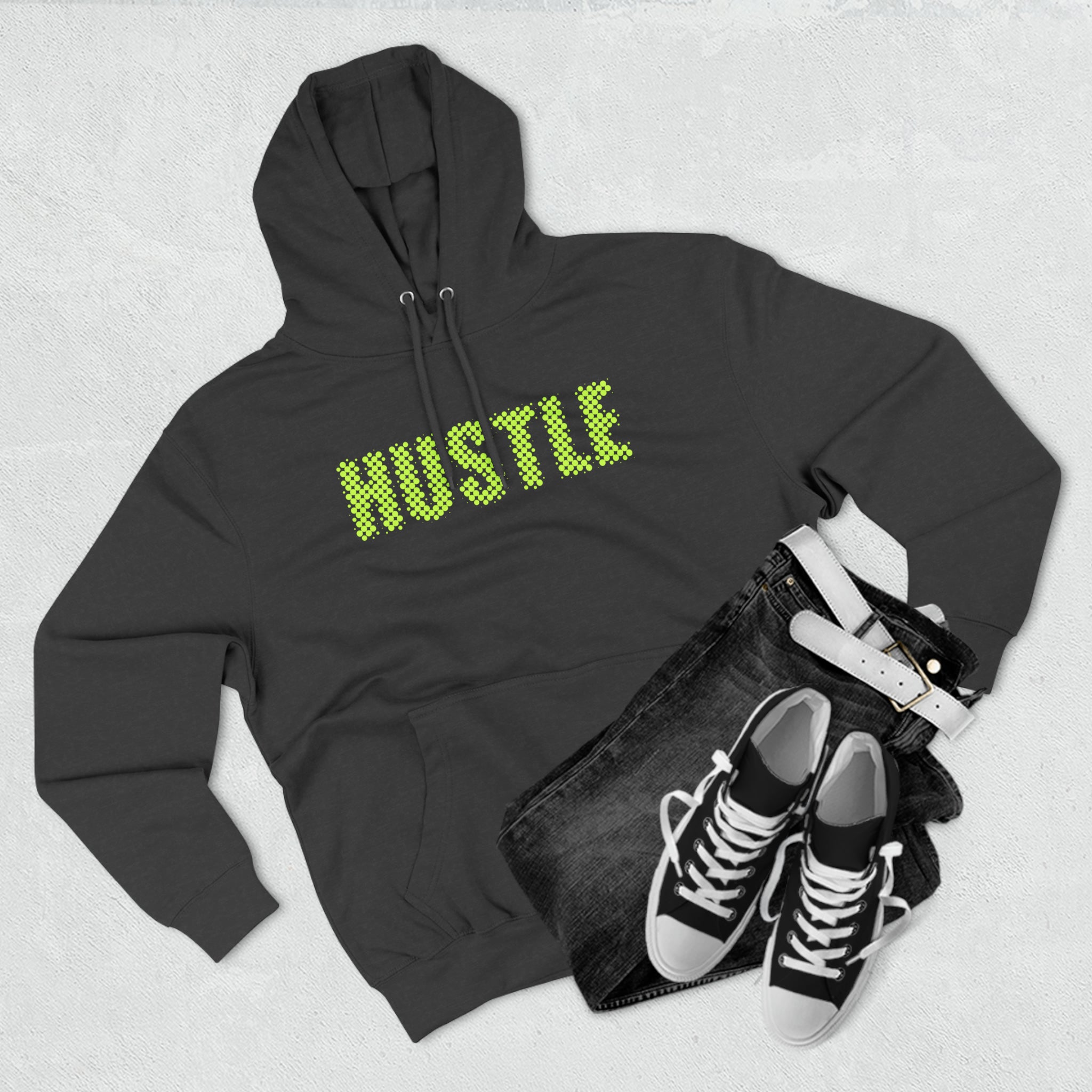 'Hustle' Bold Statement Typographic Design | Unisex Premium Pullover Hoodie - Deez Teez