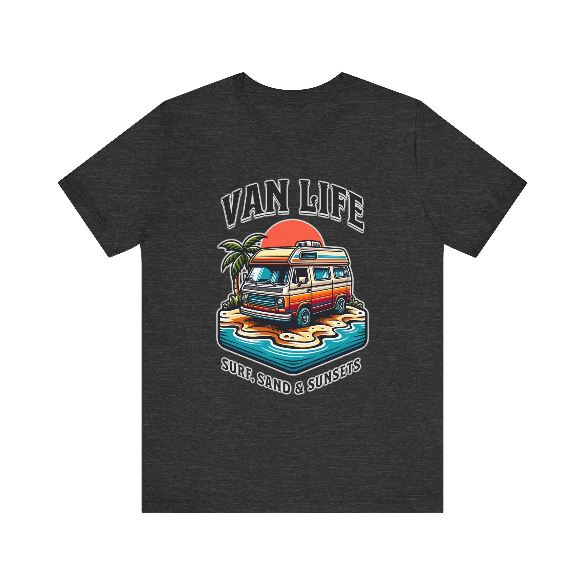 Van Life! Surf, Sand, & Sunsets Illustration | Wanderlust Vibe Graphic T-Shirt - Deez Teez