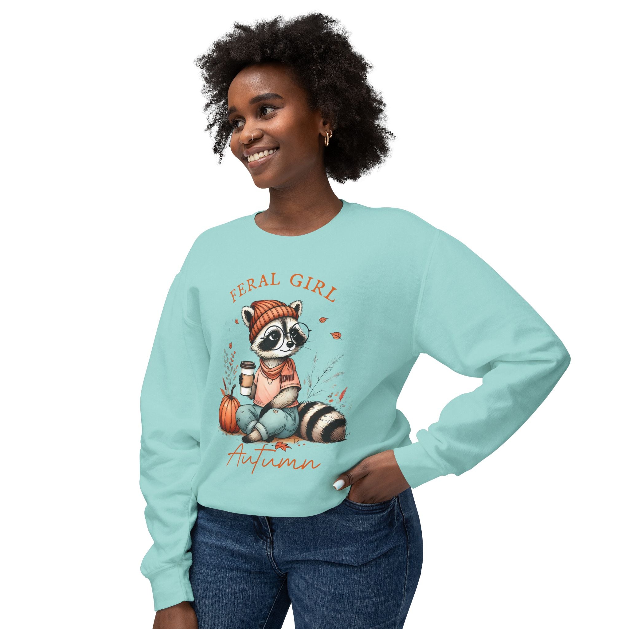 'Feral Girl Autumn' Pullover Crewneck Sweatshirt | Fall Apparel - Deez Teez