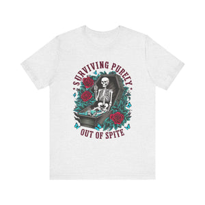 'Surviving Purely Out of Spite' | Skeleton Graphic Tee - Deez Teez