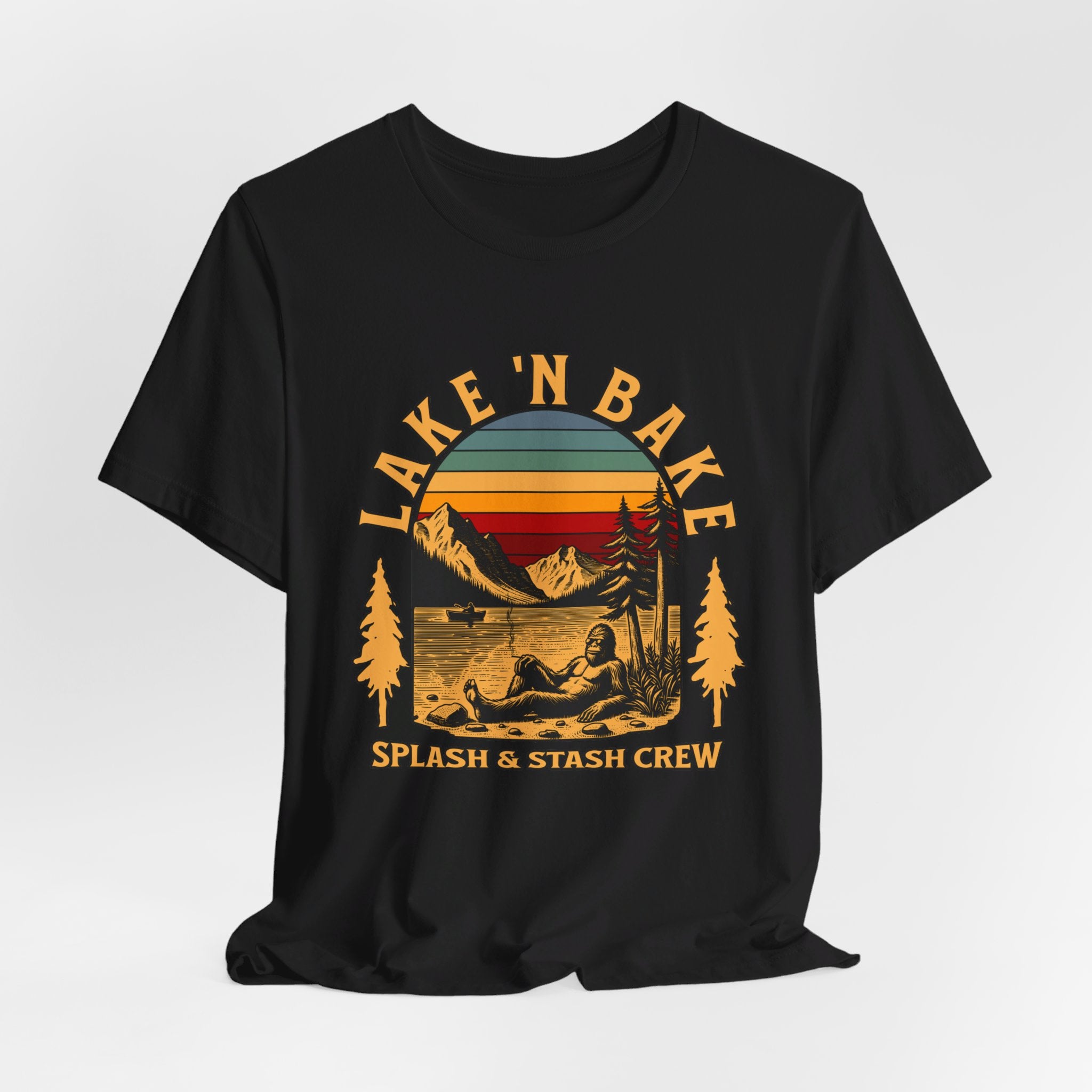 Lake & Bake Splash and Stash Crew Tee | Funny Weed Lake Life T-Shirt - Deez Teez