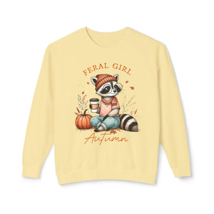 'Feral Girl Autumn' Pullover Crewneck Sweatshirt | Fall Apparel - Deez Teez