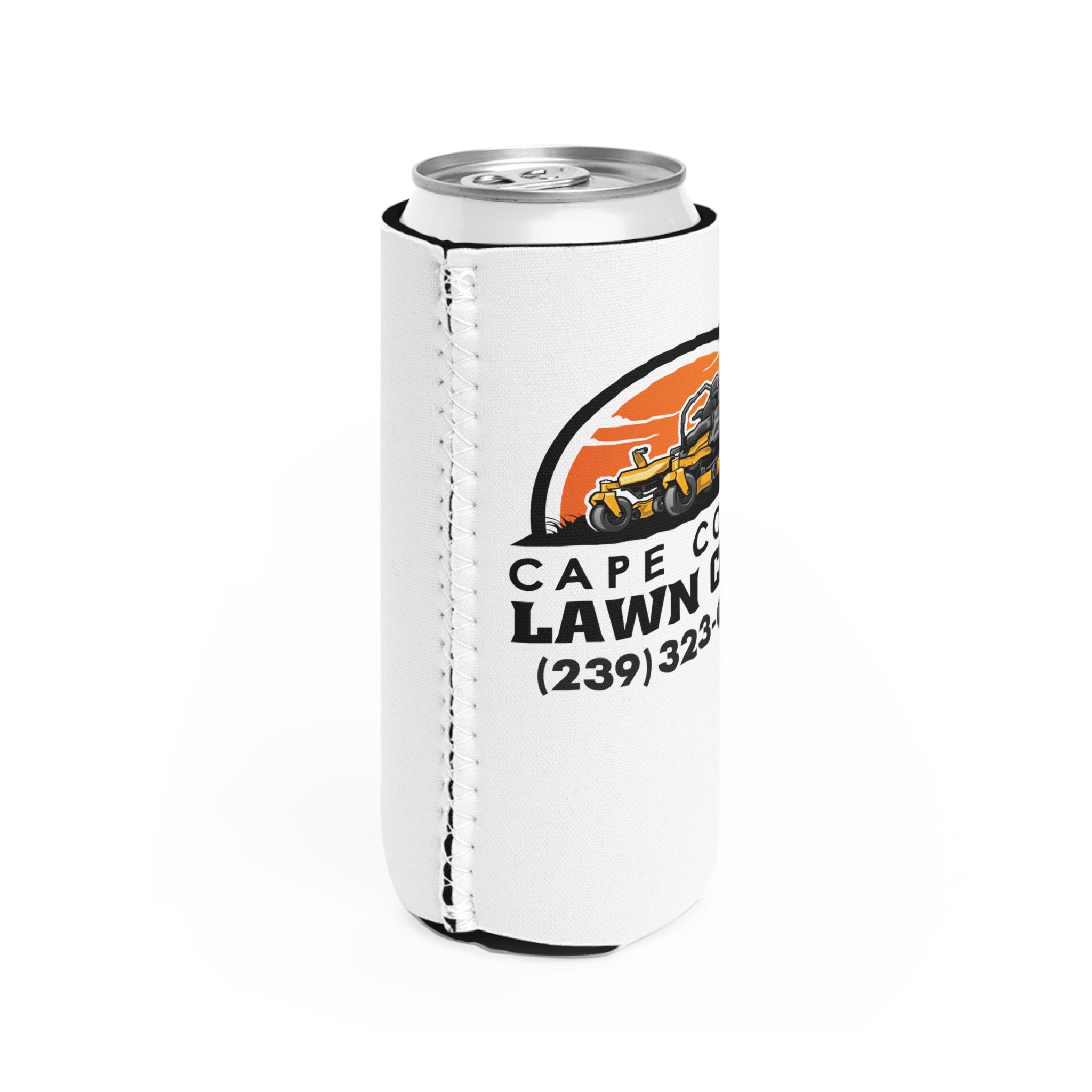 Slim Can Cooler - Cape Coral Lawn Care Custom Brand Design - Deez Teez