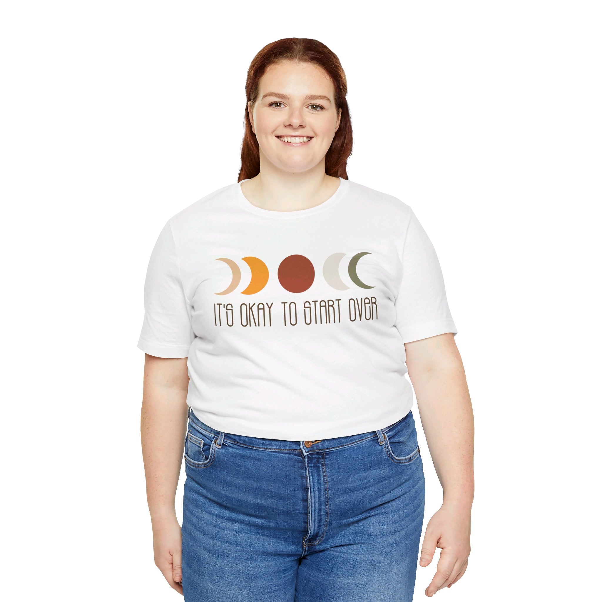 'It's Okay To Start Over' Moon Phase T-Shirt - Deez Teez