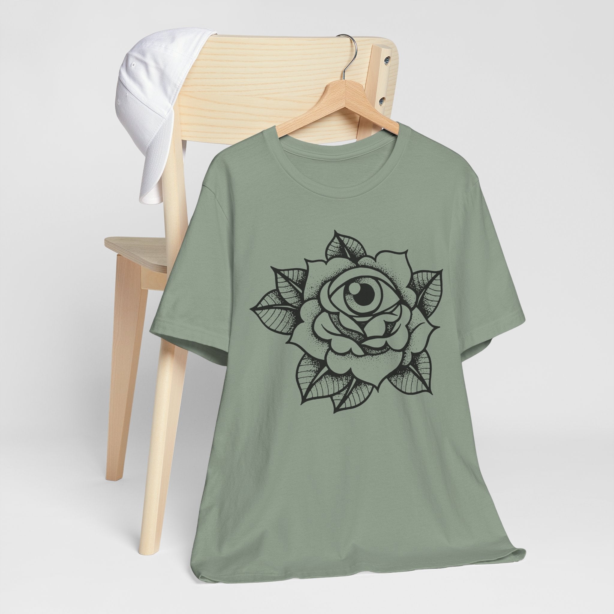 Blooming Eyeball Rose T-Shirt | Traditional Tattoo Art Design Tee