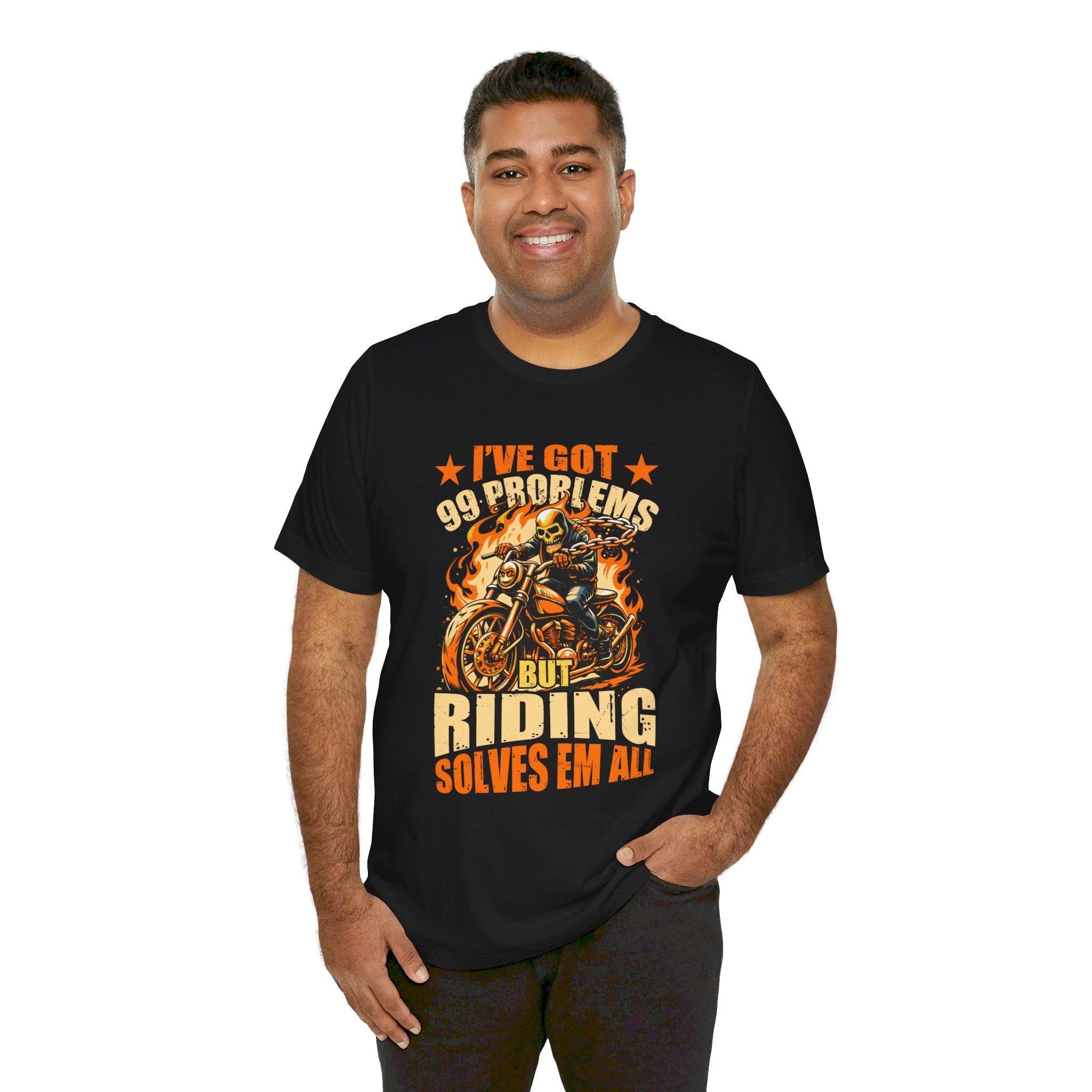 Skeleton Riding Motorcycle T-Shirt | Edgy Biker Apparel - Deez Teez