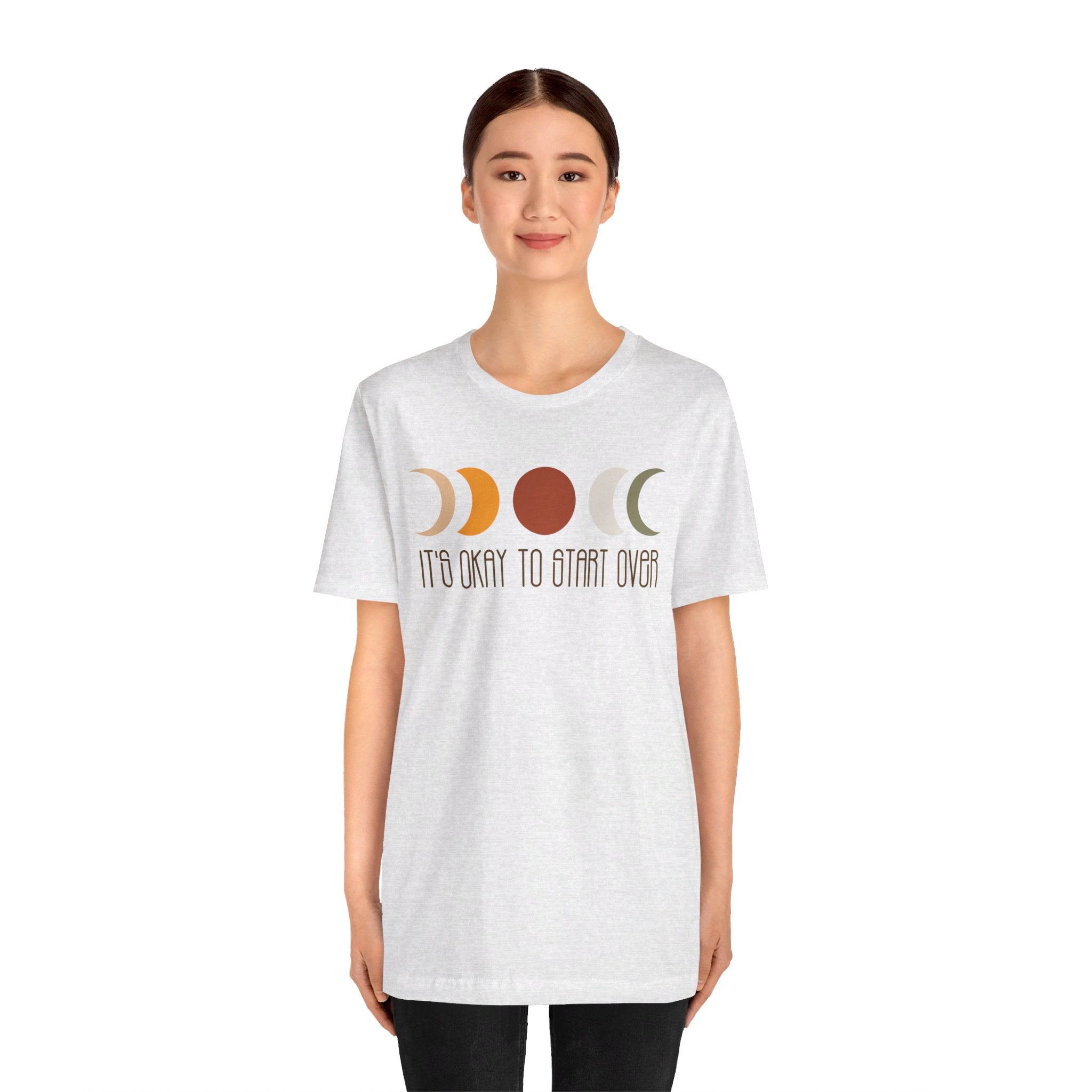 'It's Okay To Start Over' Moon Phase T-Shirt - Deez Teez