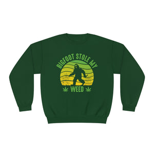 Funny Bigfoot Sweatshirt | "Bigfoot Stole My Weed" Sweatshirt | Humorous Sasquatch Graphic | Unique Stoner Gift - Deez Teez