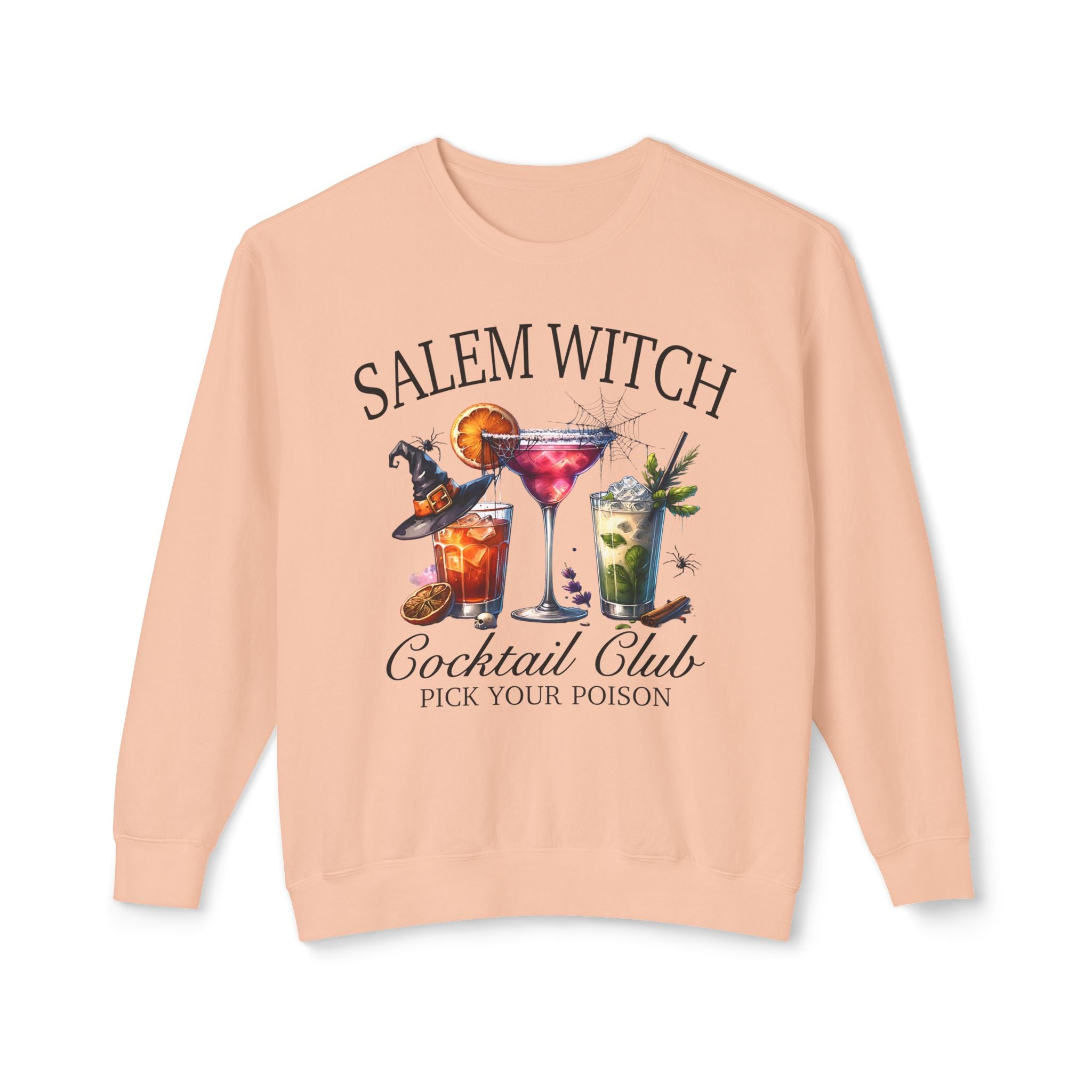 Salam Witch Cocktail Club Lightweight Crewneck Sweatshirt | Spooky Sips Edition - Deez Teez