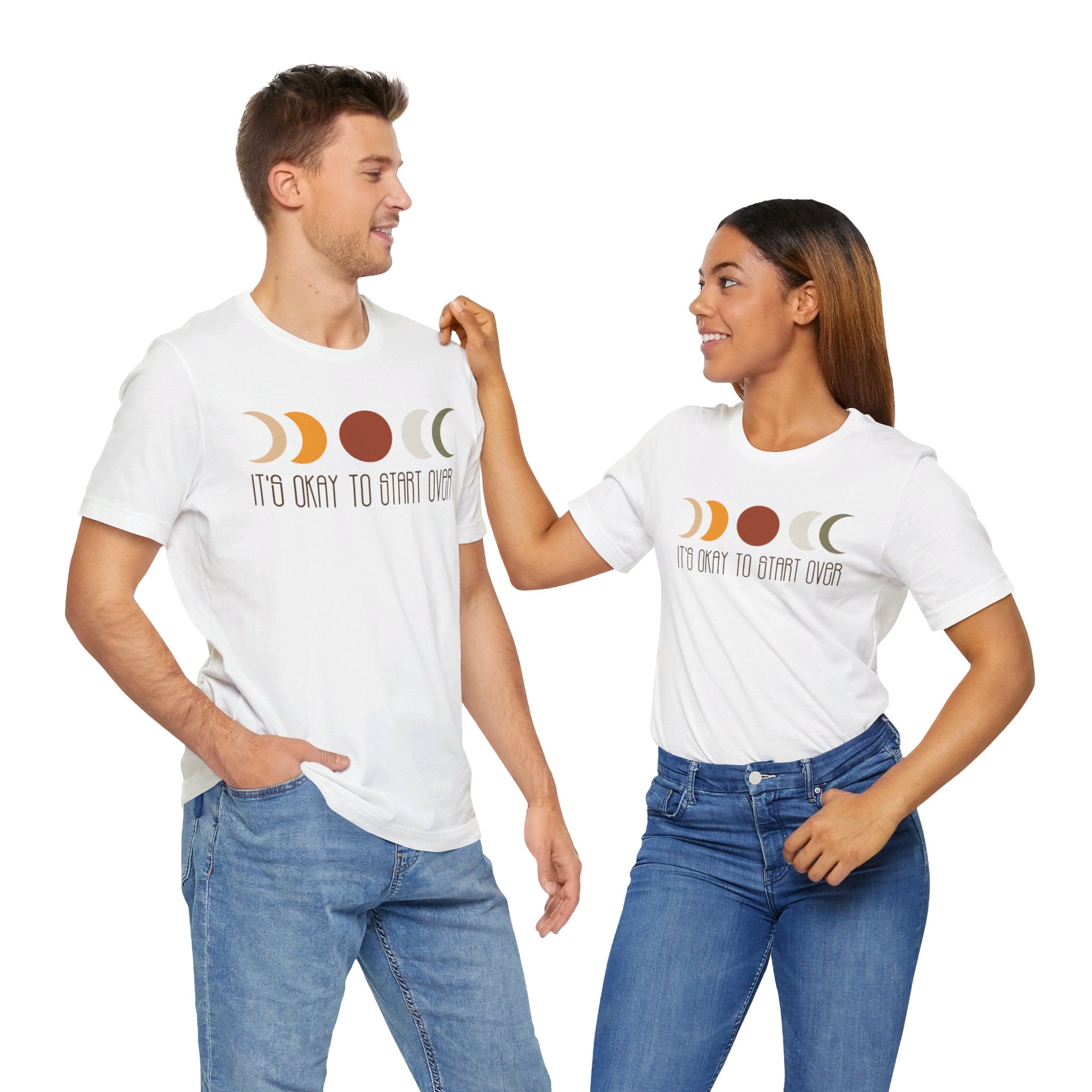 'It's Okay To Start Over' Moon Phase T-Shirt - Deez Teez