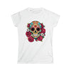 Elegant Sugar Skull with Floral Halo T-Shirt - Deez Teez