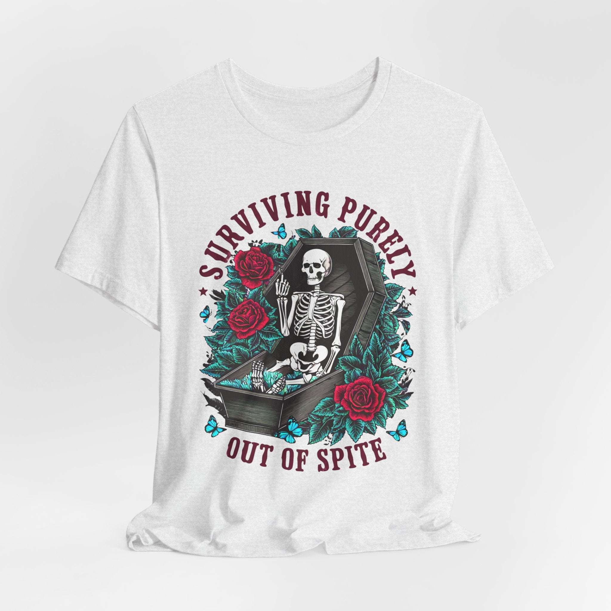 'Surviving Purely Out of Spite' | Skeleton Graphic Tee - Deez Teez