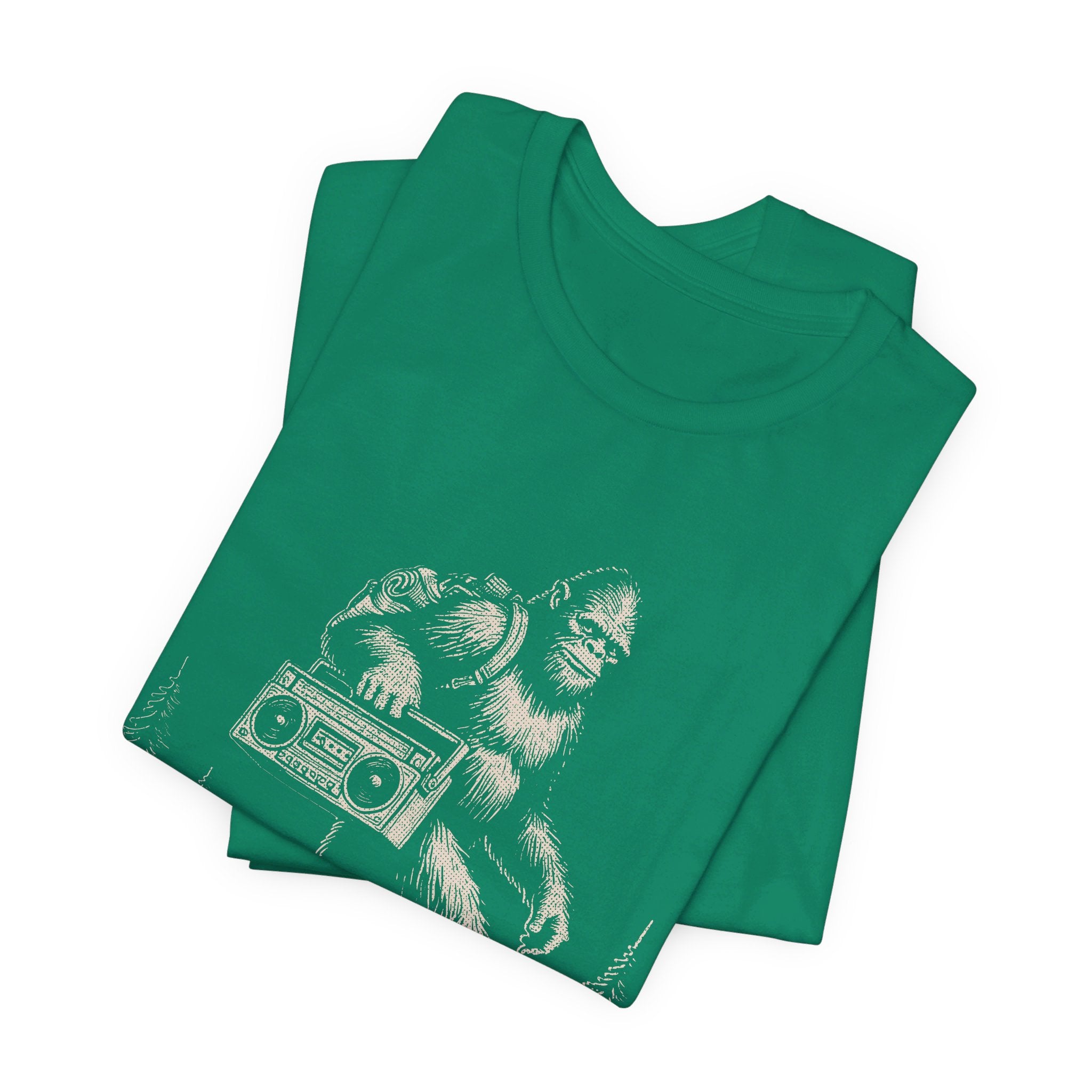 Bigfoot and the Beats Boombox T-Shirt | Retro Cryptid Design - Deez Teez