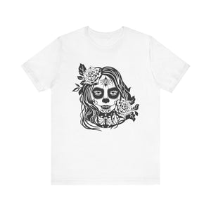 Female Día de los Muertos Art Design T-Shirt | Day of The Dead Illustration Tee - Deez Teez