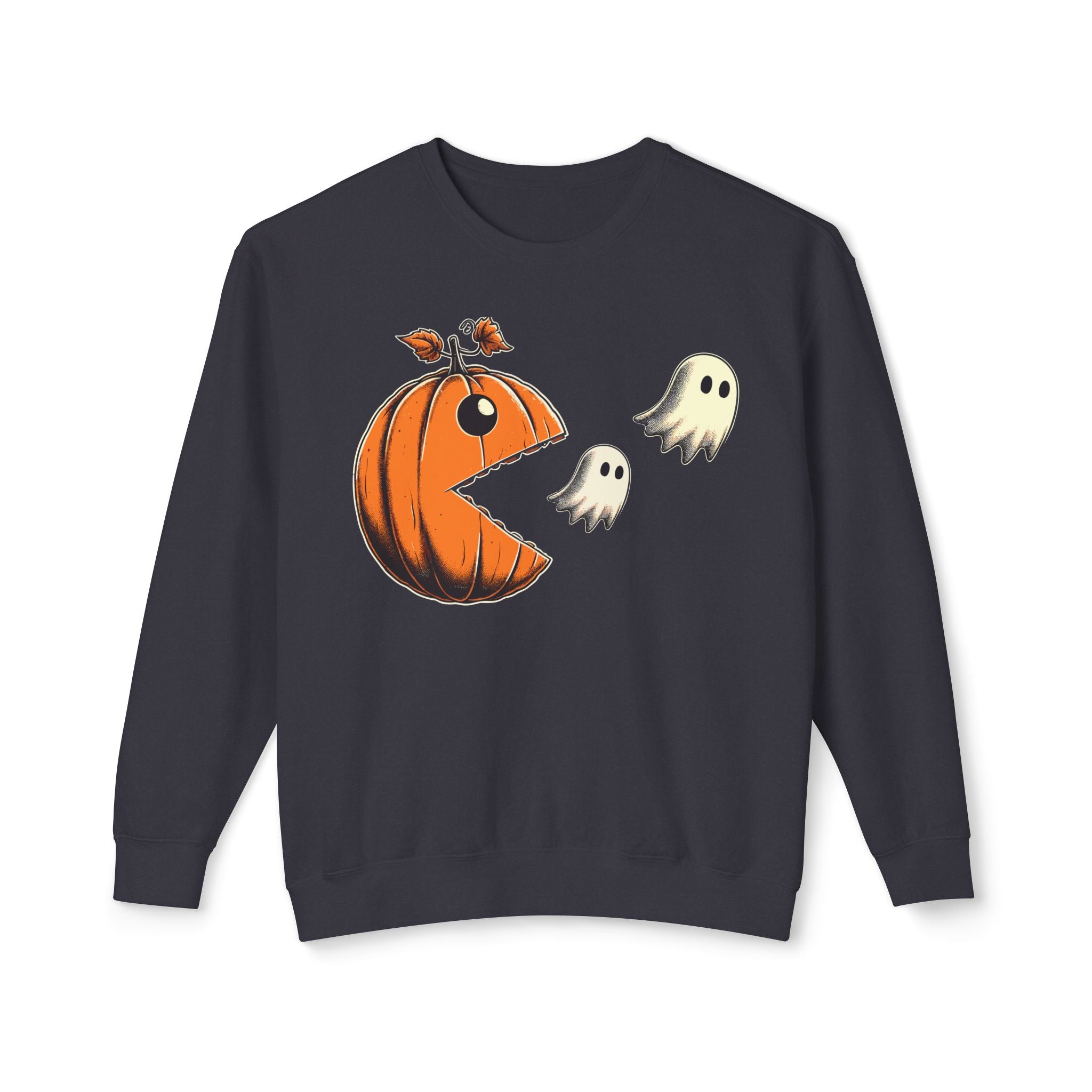 Pumpkin Pac-Man Chase Halloween Sweatshirt | Iconic Video Game Fall Fashion - Deez Teez