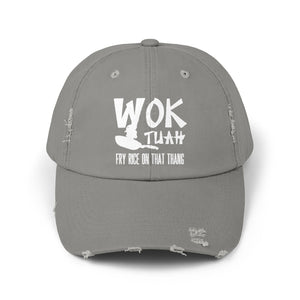 Wok Tuah Parody Distressed Baseball Cap | Viral Meme Pun 'Hawk Tuah' Design - Deez Teez