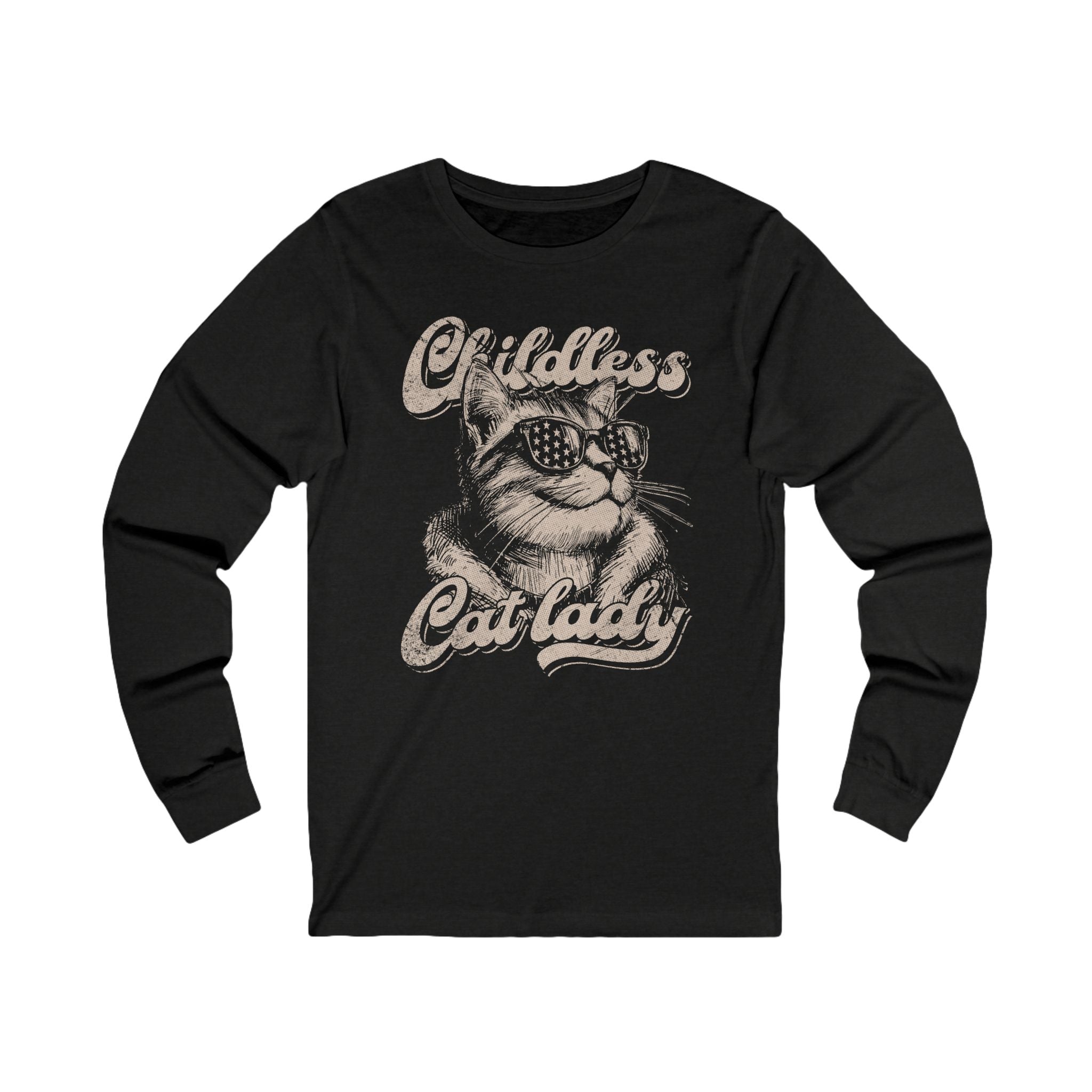 Childless Cat Lady Long Sleeve T-Shirt | Political Cat Mom Apparel - Deez Teez