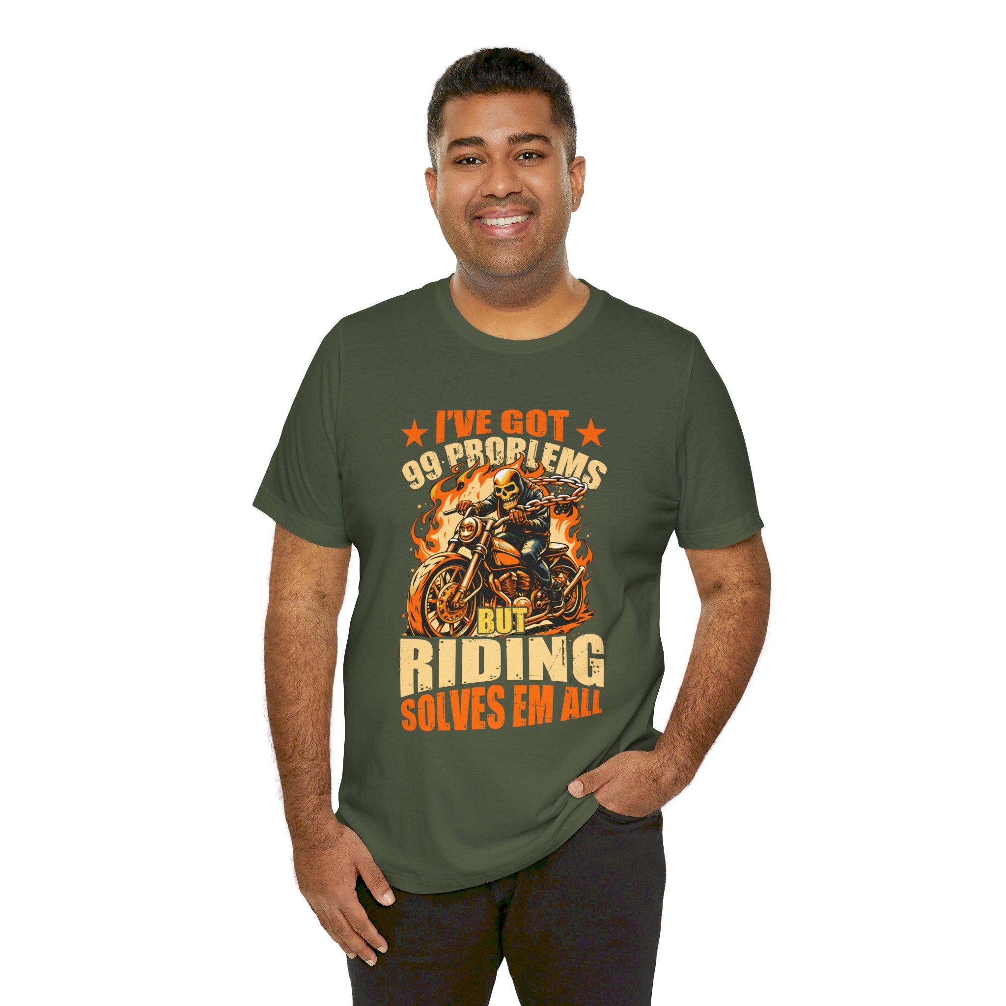 Skeleton Riding Motorcycle T-Shirt | Edgy Biker Apparel - Deez Teez