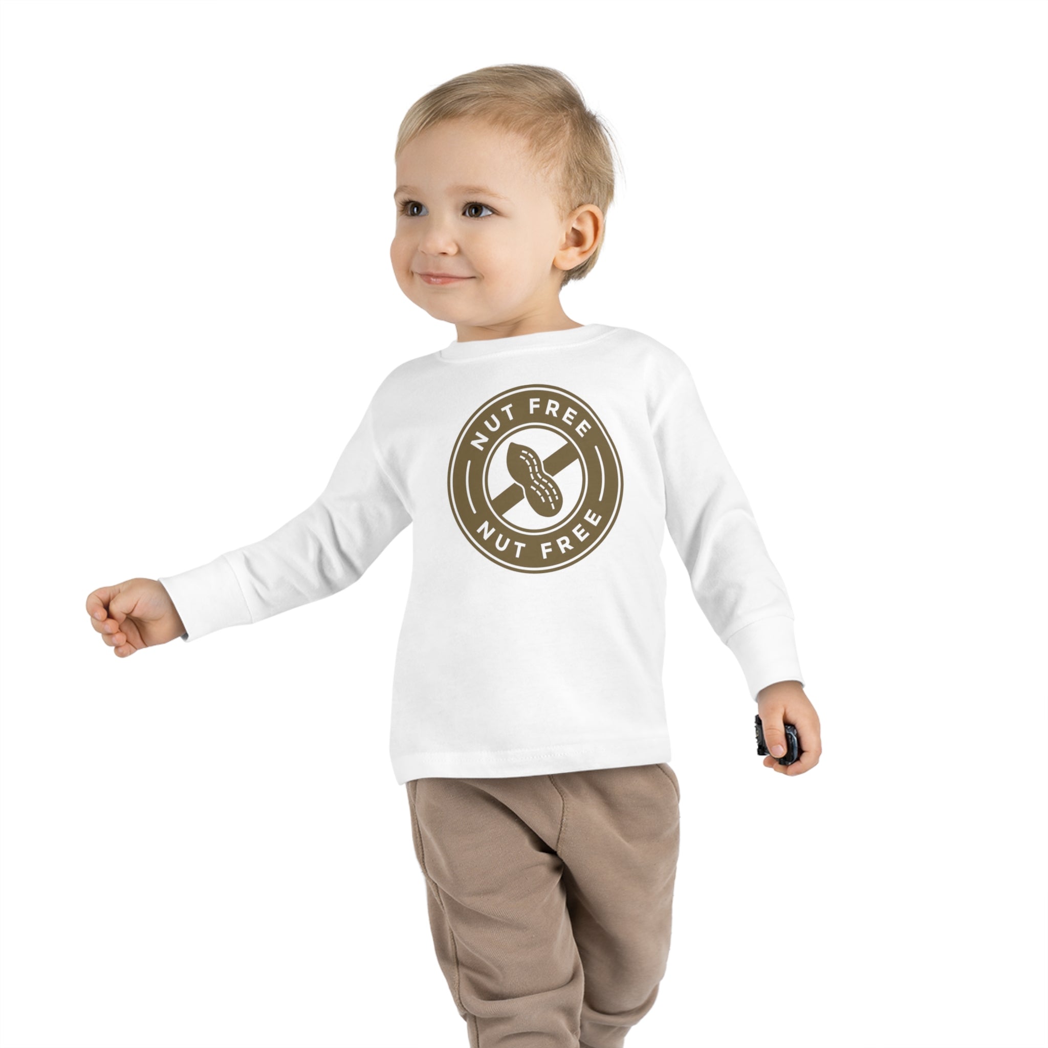 'Nut Free' Allergy Alert | Toddler Long Sleeve T-Shirt - Deez Teez